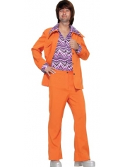 70s Costume Orange Leisure Suit - Mens 70s Costumes